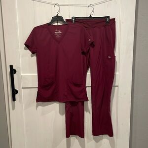 Elevate Women's Scrub Set Maroon Small Top Medium Bottom